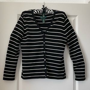 Ralph Lauren Black & White Stripe Cardigan & Shell